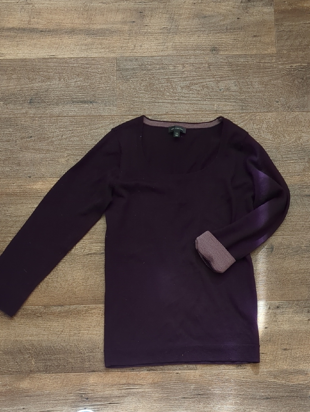 The Limited Deep Plum Lightweifht Sweater With Contrasting Trim